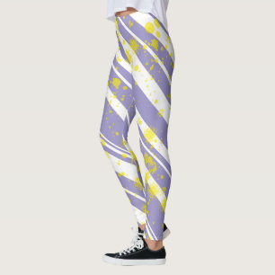 Pastel Blek Lavender Lila Abstrakt Art Leggings
