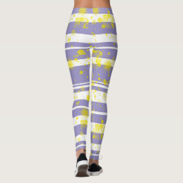 Pastel Blek Lavender Lila Abstrakt Art Leggings