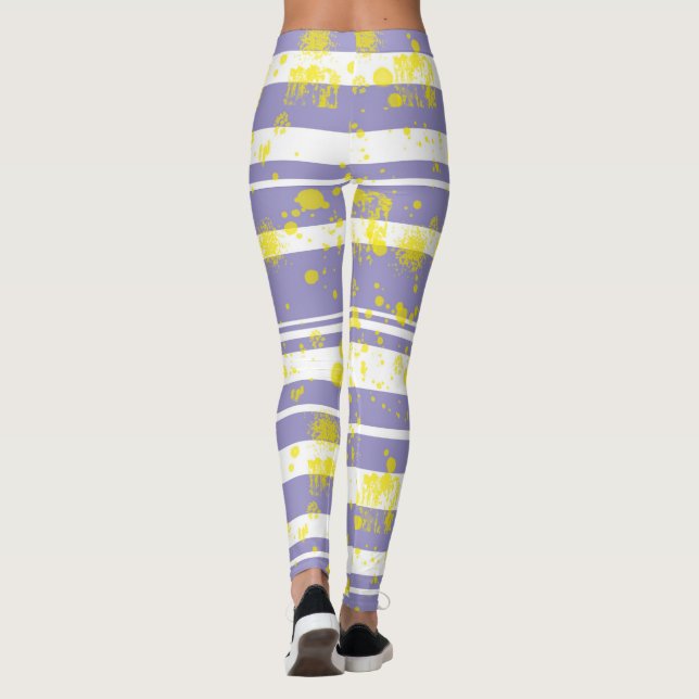 Pastel Blek Lavender Lila Abstrakt Art Leggings (Baksida)