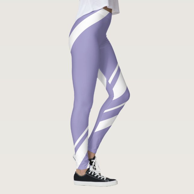 Pastel Blek Lavender Lila Abstrakt Art Leggings (Höger)