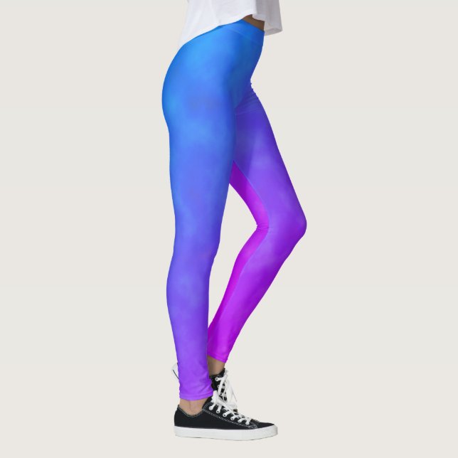 Pastel Blek Lila Abstrakt Art Clouds Leggings (Höger)