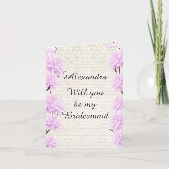 Pastel blek Lilac blommigt blir min brud Inbjudan (Framsida)
