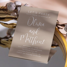 Pastel blek taupe typography script bröllop + QR Inbjudningar