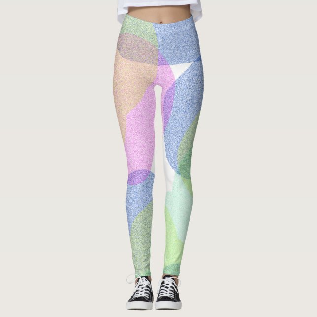 Pastel Blek Turcos Abstrakt Art Clouds Legging (Framsida)