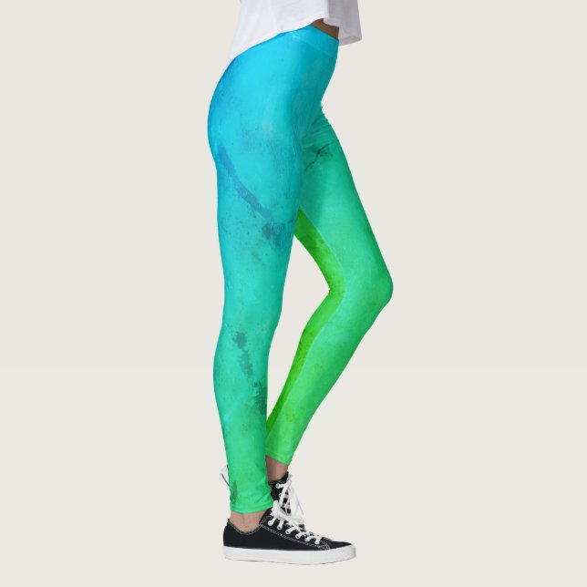 Pastel Blek Turcos Abstrakt Art Clouds Leggings (Höger)