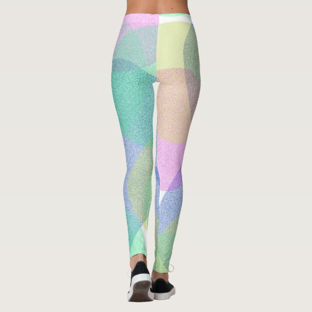 Pastel Blek Turcos Abstrakt Art Clouds Leggings (Baksida)