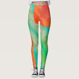 Pastel Blek Turcos Coral Abstrakt Art Leggings
