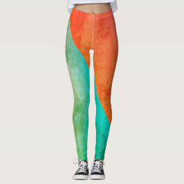 Pastel Blek Turcos Coral Abstrakt Art Leggings