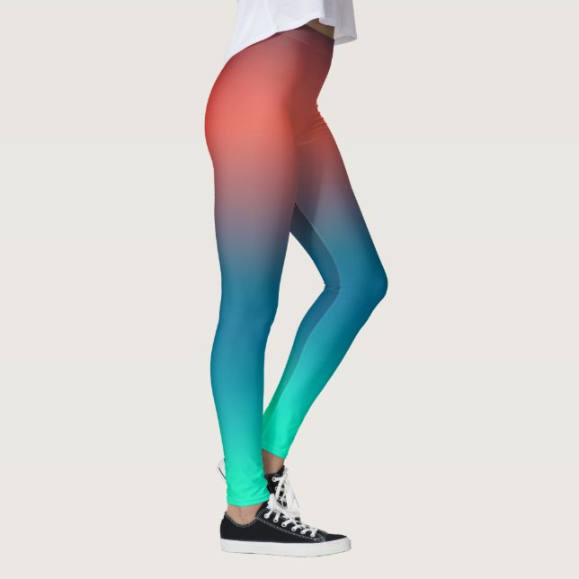 Pastel Blek Turcos Coral Abstrakt Art Leggings (Höger)