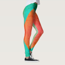 Pastel Blek Turcos Coral Abstrakt Art Leggings