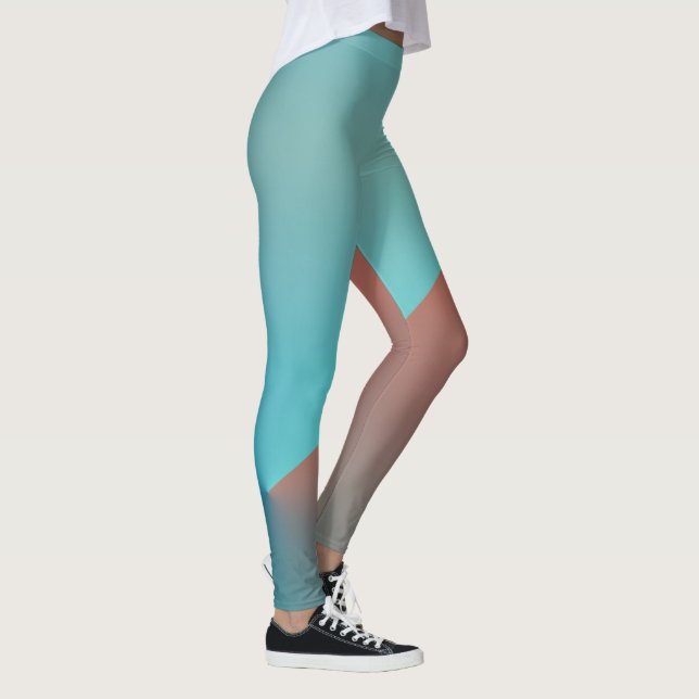 Pastel Blek Turcos Coral Abstrakt Art Leggings (Höger)