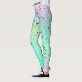 Pastel Blek Turcos Rosa Abstrakt Art Grått Spots Leggings