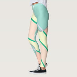 Pastel Blek Turcos Rosa Abstrakt Art Leggings