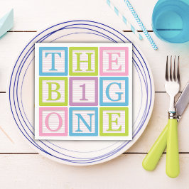 Pastel Block Letter Big One First Birthday Party Pappersservett