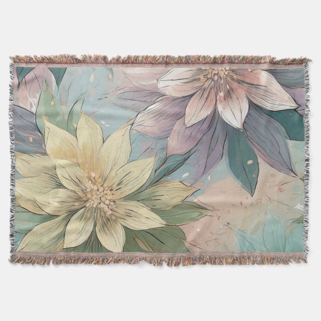 Pastel Blommar Burst: Blommigt Explosion Mönster Filt (Framsidan)