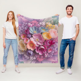 Pastel Blommar Harmony Blommigt Elegance Fleecefilt