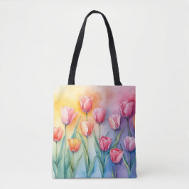 Pastel Blommar Tulips Tote Bag Tygkasse