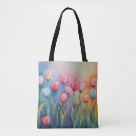 Pastel Blommar Tulips Tygkasse