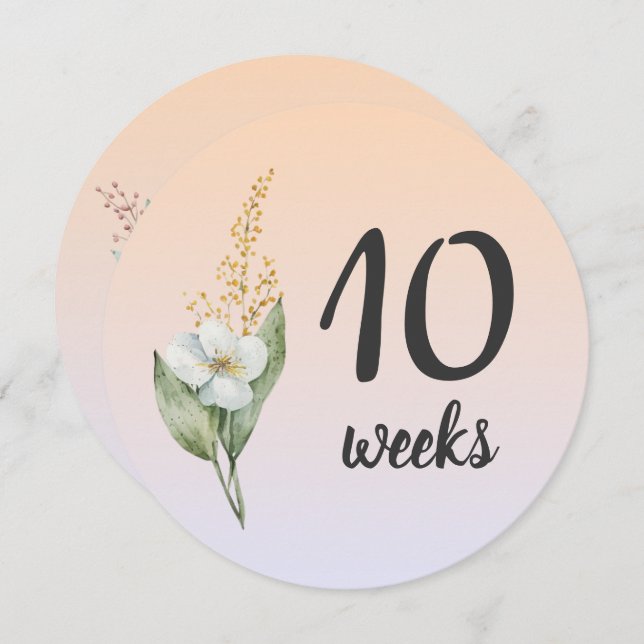 Pastel Blommigt 10-11 veckors Gravid - milstolpe-k (Fram/baksida)