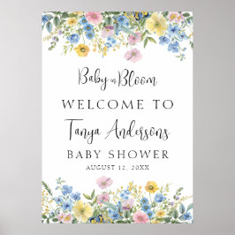 Pastel Blommigt Baby i Bloom Watercolor Välkommen Poster