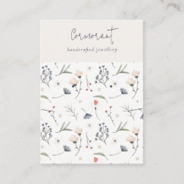 Pastel Blommigt Blue Rust Script Earring Necklace Visitkort