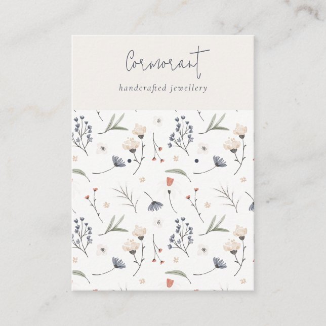 Pastel Blommigt Blue Rust Script Earring Stud Hold Visitkort (Framsida)