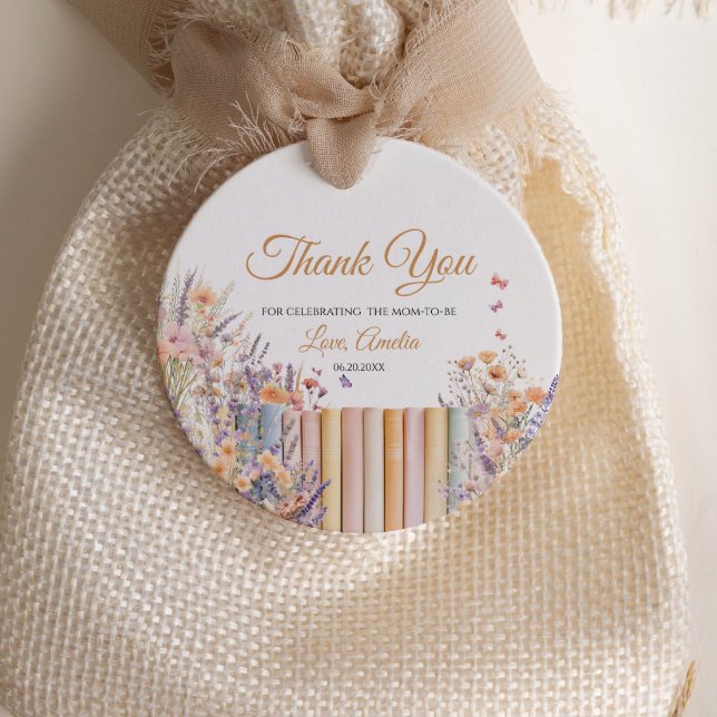 Pastel Blommigt Bok Theme Baby Shower Gåvor Etiketter (Skapare uppladdad)