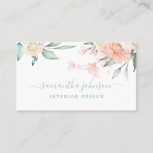 Pastel-Blommigt, botaniskt Affärskort med vattenf Visitkort