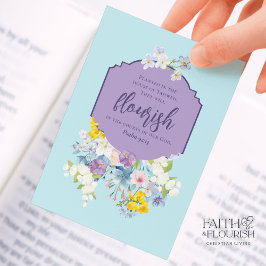 Pastel Blommigt Bouquet Bookmark Scripture Bible Rådkort
