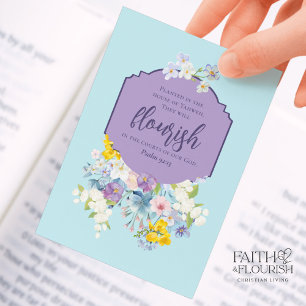 Pastel Blommigt Bouquet Bookmark Scripture Bible Rådkort