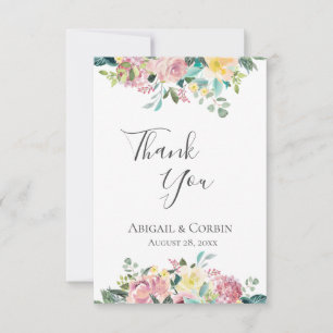 Pastel Blommigt Bouquet Tack Kort