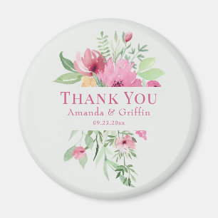 Pastel Blommigt Bouquet "Tack" Magnet