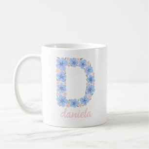 Pastel Blommigt Brev D Monogram Kaffemugg