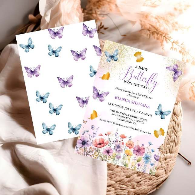 Pastel Blommigt Butterfly Baby SHower Inbjudningar (Skapare uppladdad)
