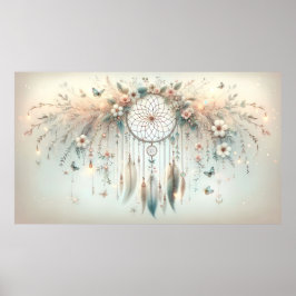Pastel Blommigt Butterfly Dreamcatcher Poster