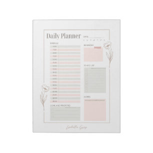 Pastel Blommigt Daily Planner Anteckningsblock