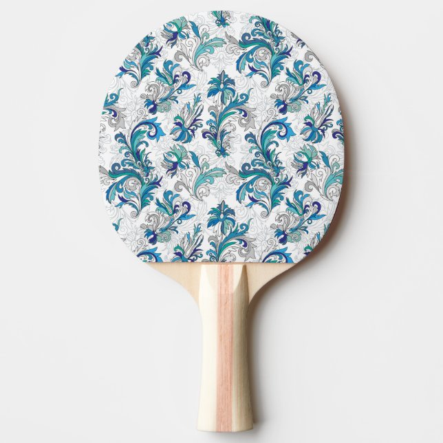 Pastel Blommigt Doodle Vintage Mönster. Pingisracket (Framsidan)