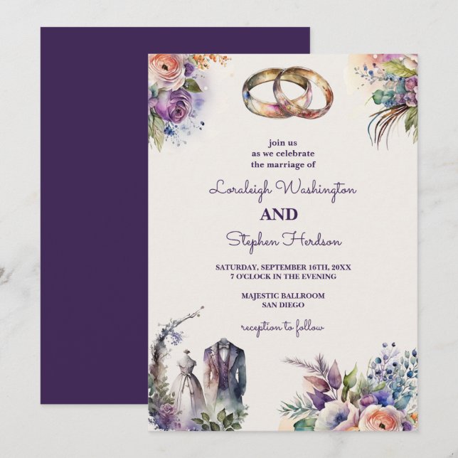Pastel Blommigt Dreamy Enchanting Fairytale Bröllo Inbjudningar (Fram/baksida)