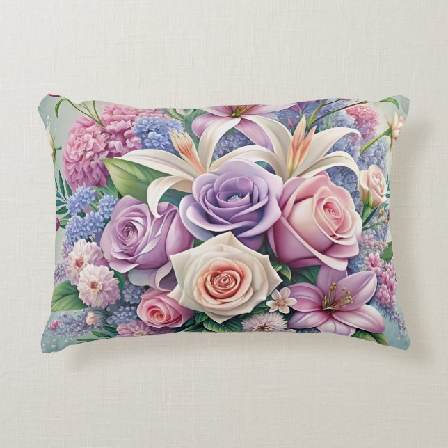 Pastel Blommigt Elegance Dekorativ kudde Cover (Framsidan)