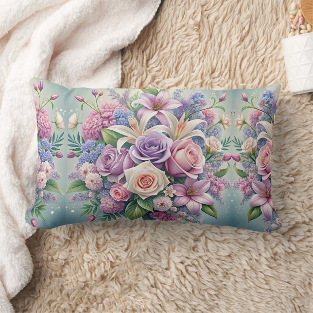 Pastel Blommigt Elegance Dekorativ kudde Cover (Filt)