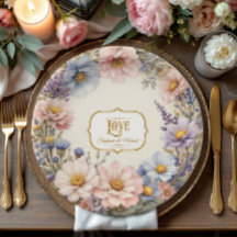 Pastel Blommigt Elegant Vattenfärgsblått Rosa i Gu