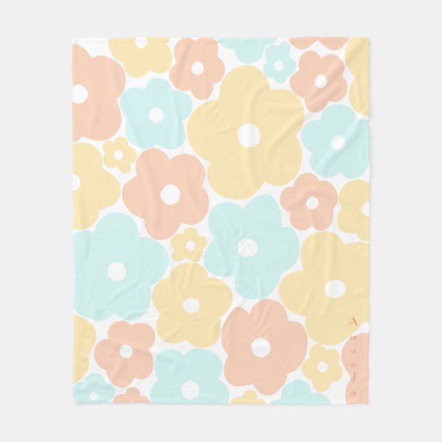 Pastel blommigt Fleece Blanket (Framsidan)