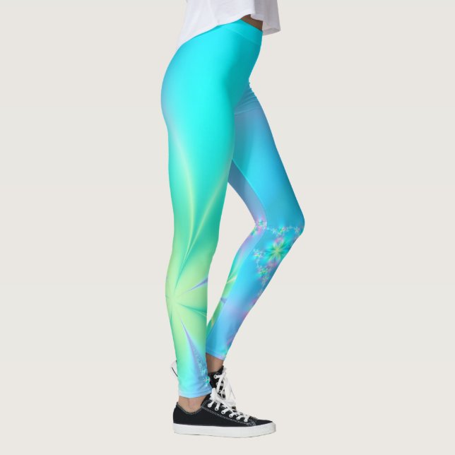 Pastel Blommigt Fractal Leggings (Höger)