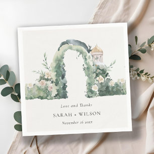 Pastel Blommigt Garden Arch Botanical Bröllop Tack Pappersservett