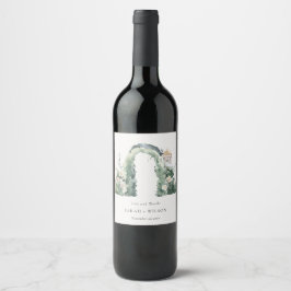 Pastel Blommigt Garden Arch Botanical Bröllop Tack Vinflaska Etikett