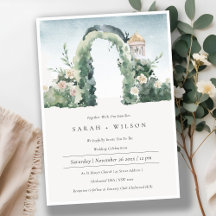 Pastel Blommigt Garden Arch Botanical Wedding bjud