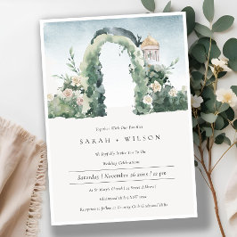 Pastel Blommigt Garden Arch Botanical Wedding bjud Tack Kort