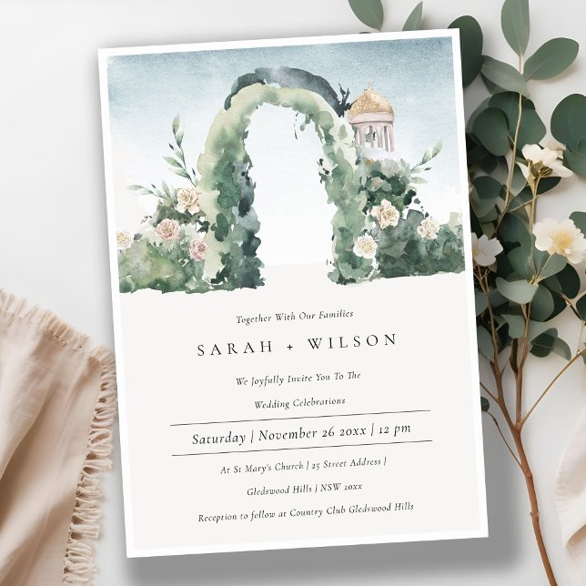 Pastel Blommigt Garden Arch Botanical Wedding bjud Tack Kort (Skapare uppladdad)