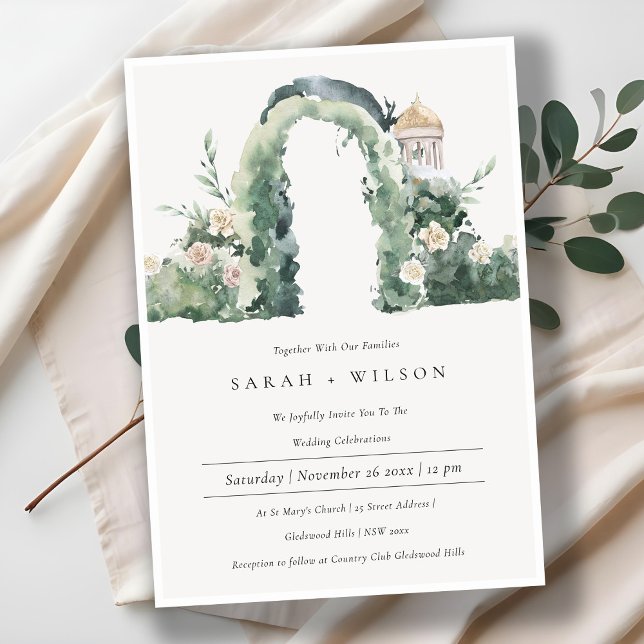 Pastel Blommigt Garden Arch Botanical Wedding bjud Tack Kort (Skapare uppladdad)