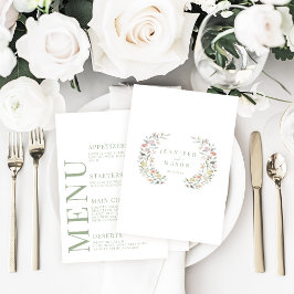 Pastel Blommigt Garden Minimalist Bröllop Menu-kor Tilläggskort